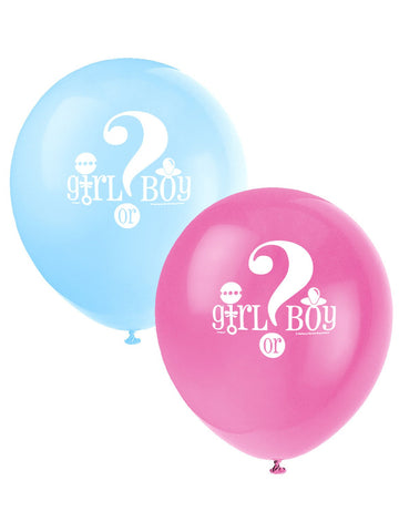 8 nyomtatott 'Girl or Boy' lufi baby shower-re 