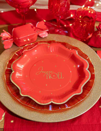 8 bols L'Intemporel rouge et or 13,5 cm