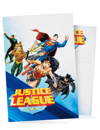 Cartes d'invitation avec enveloppes Justice League multicolore avec Superman et Batman