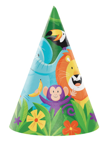 8 db dzsungel szafari állatos partikalap 16 x 11 cm