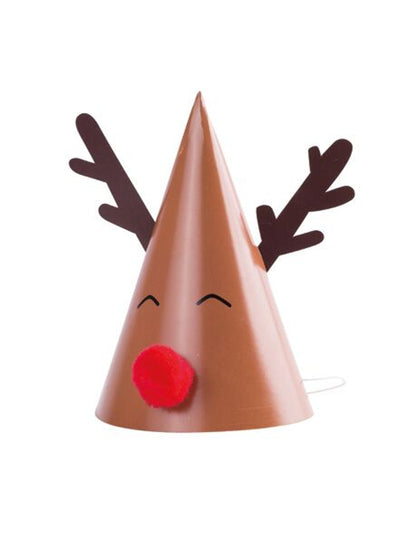 8 Rudolf karton sapka piros bojt díszítéssel 11 x 17 cm 