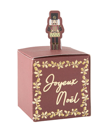 8 db Merry Christmas Diótörő bordó doboz, 6 cm