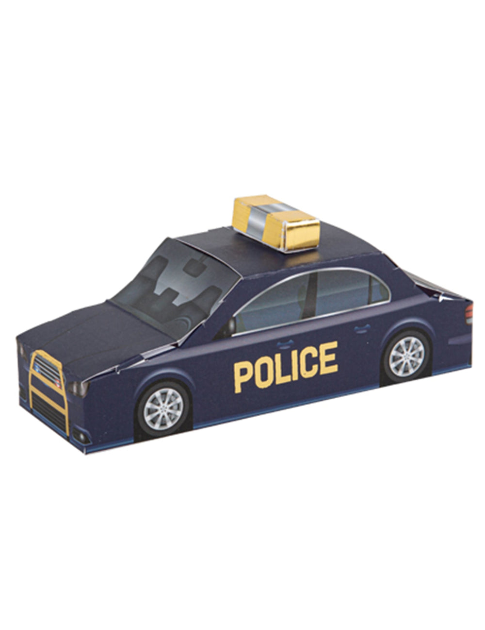 Contenant voiture de police pour enfant bleu marine et jaune