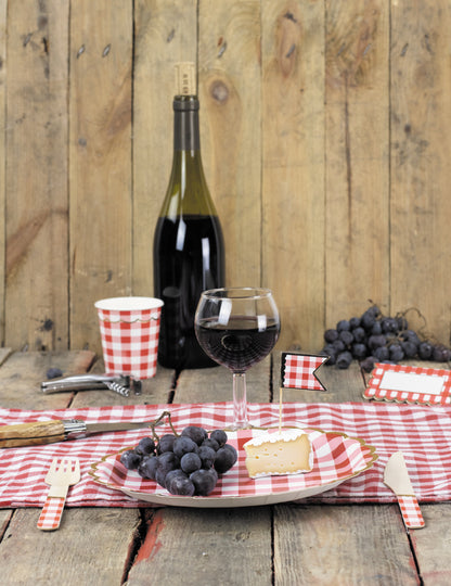 8 db kockás és arany színű fa kés, 16,5 cm cm guiguette stílus