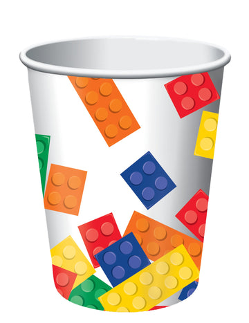 8 darab építőkockás, színes blokkos karton pohár, 266 ml 