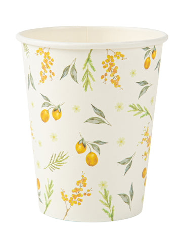 8 db citrom alakú kartonpohár levelekkel, 255 ml, születésnapra
