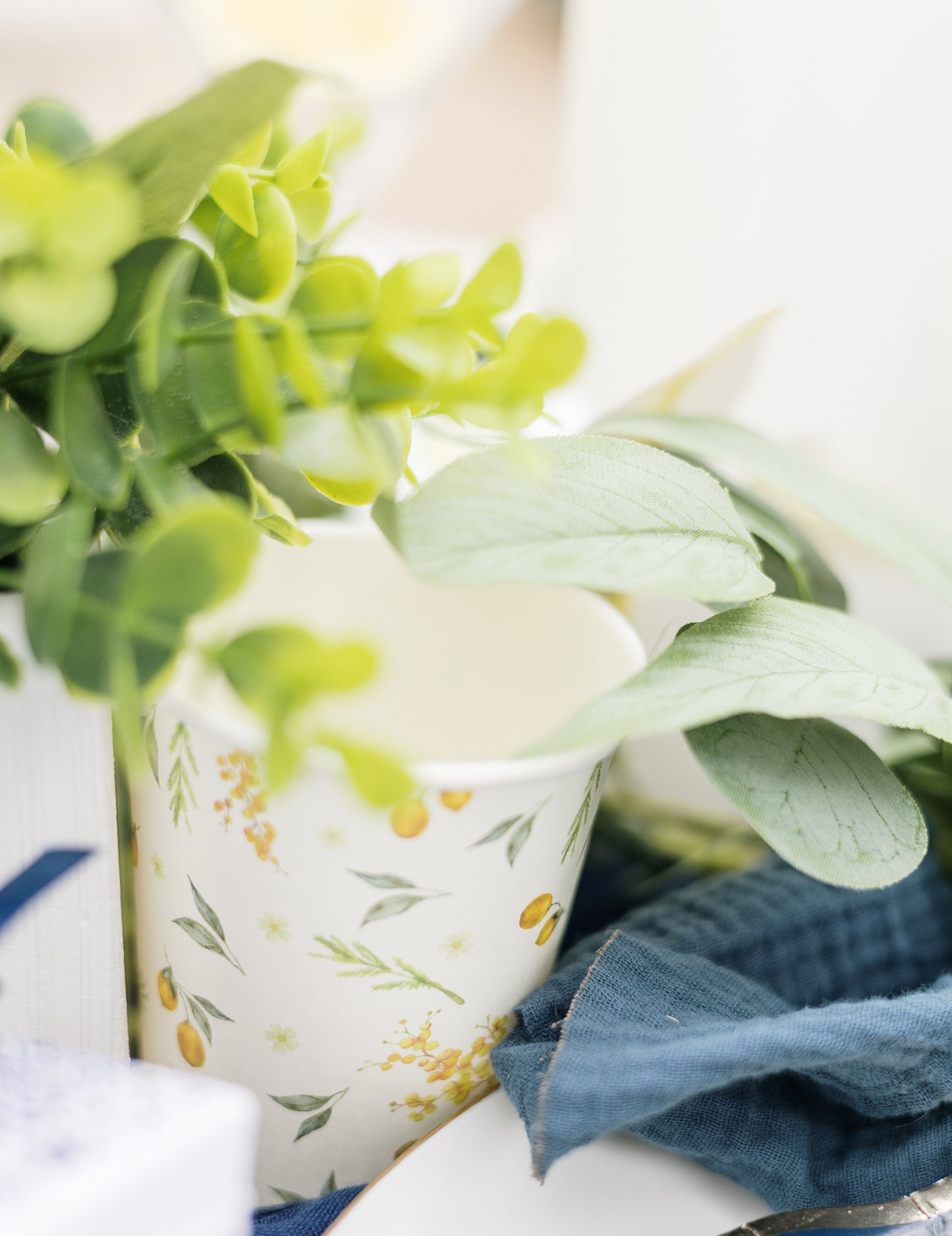 8 db citrom alakú kartonpohár levelekkel, 255 ml, születésnapra