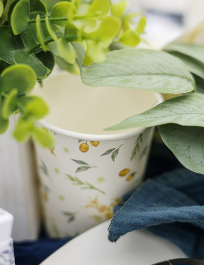 8 db citrom alakú kartonpohár levelekkel, 255 ml, születésnapra