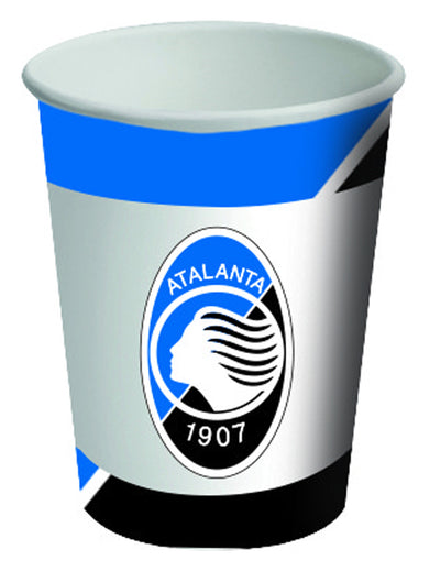 8 Gobelets en carton Atalanta™ blancs et bleus 266 ml
