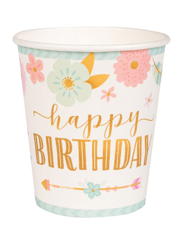8 db 250 ml-es bohém kartonpohár boldog születésnapot