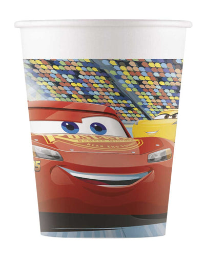 Gobelets en carton Cars 3 rouges avec Flash McQueen
