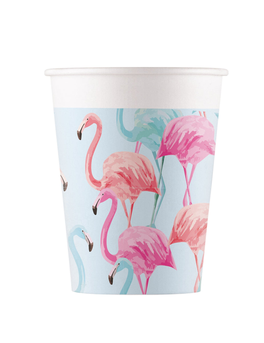 Gobelets en carton flamants colorés pour fête rose et bleu compostables