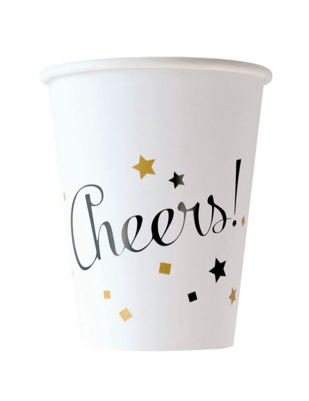 Kartonpoharak happy new year bulihoz fehér és arany felirattal: Cheers
