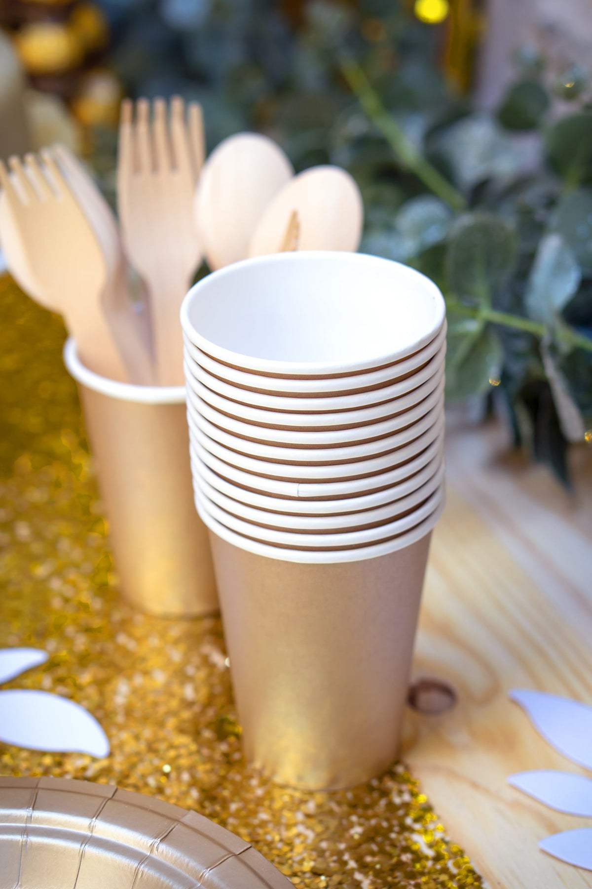Gobelets en carton doré mat pour fête or mat