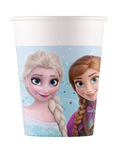 Gobelets en carton La reine des neiges Frozen pour enfant bleu clair avec Elsa et Anna