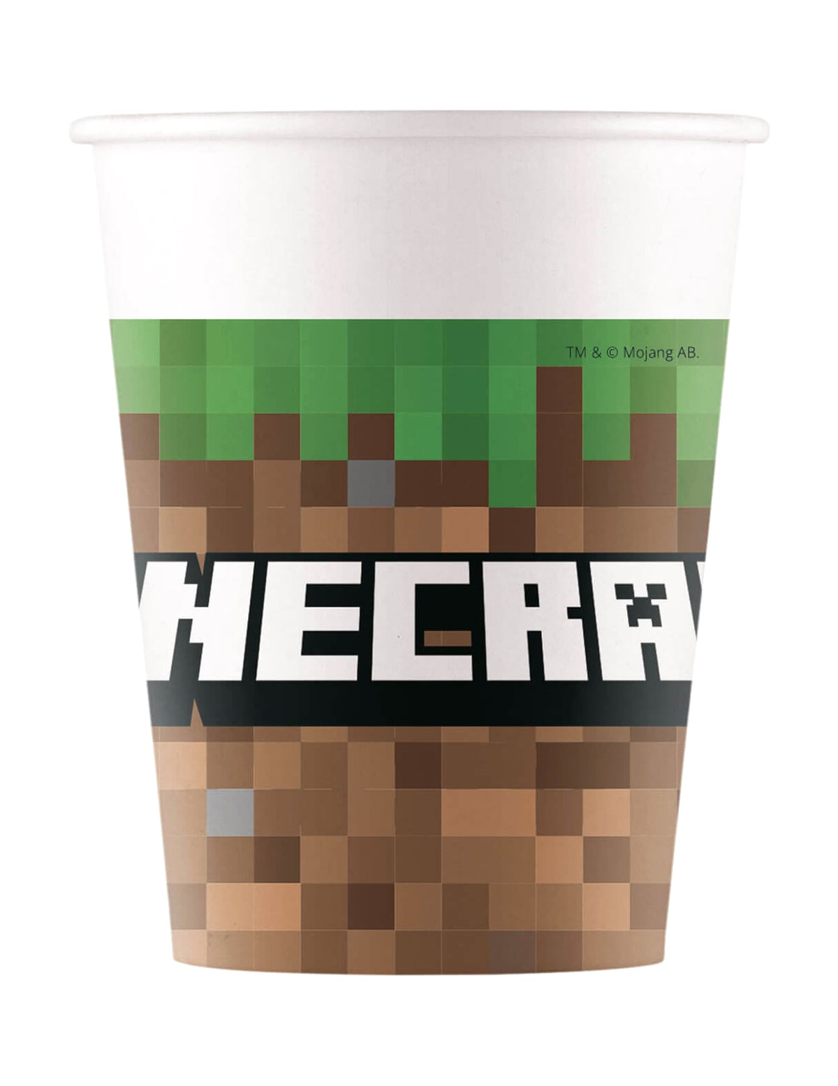 Gobelets en papier Minecraft marron et vert à motif pixelisé