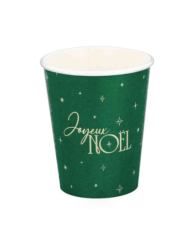 8 db időtlen Joyeux Noël pohár, angolzöld és arany, 25,5 cl
