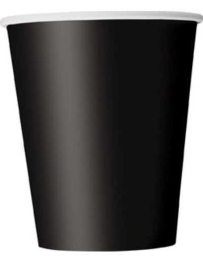 Gobelets en carton pour fête noirs 210 ml
