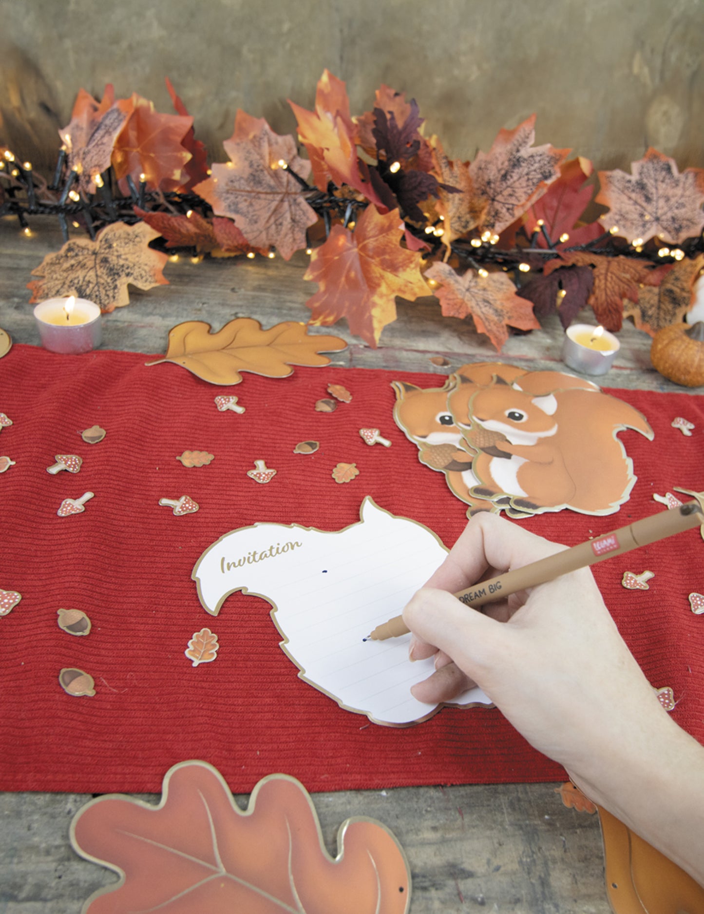 8 erdei mókus meghívó 14 x 13 cm