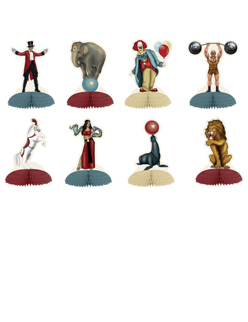 8 Miniszterek asztalközpontok Vintage Circus Téma 12,7 cm