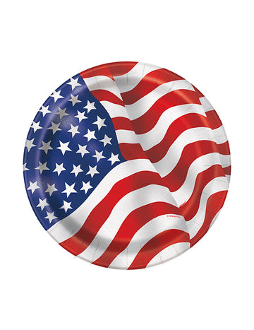 8 kis karton tányér amerikai zászlóval 17 cm 