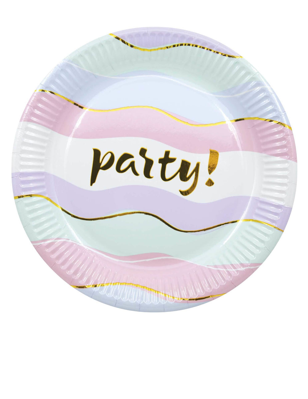 Papírtányérok Elegant Party pasztell hullámos arany mintával a bulira