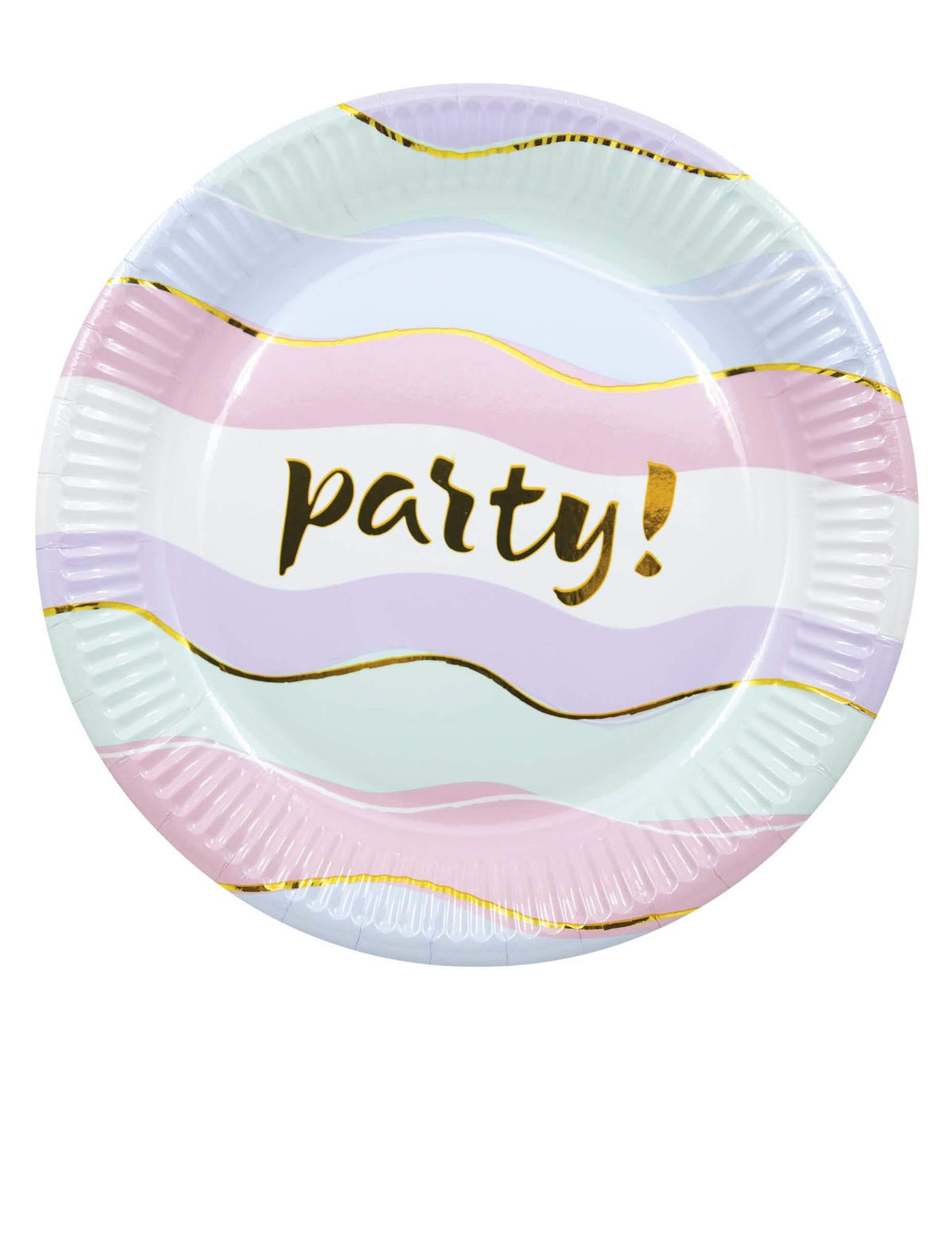 Papírtányérok Elegant Party pasztell hullámos arany mintával a bulira