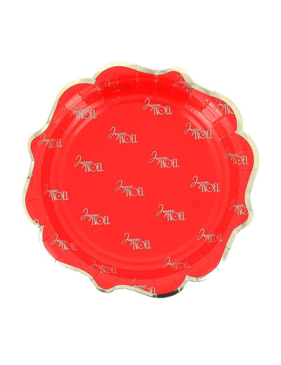 8 db Boldog Karácsonyt kistányér, időtlen piros és arany, 18 cm