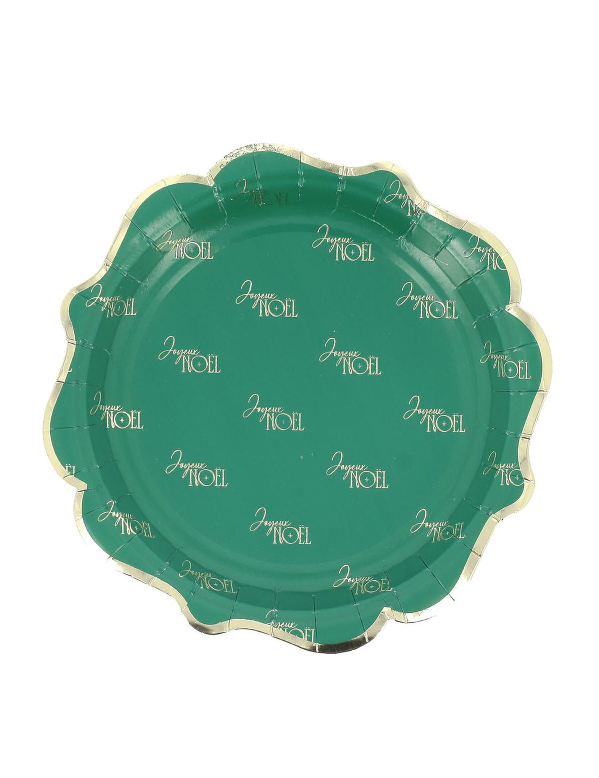 8 petites assiettes Joyeux Noël L'Intemporel vert anglais et or 18 cm