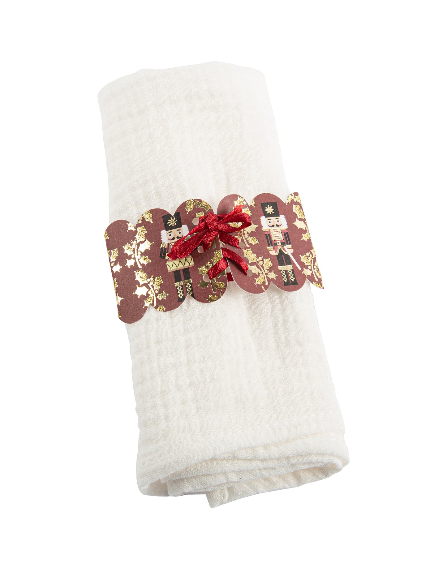 8 db diótörő szalvétagyűrű piros szatén szalaggal