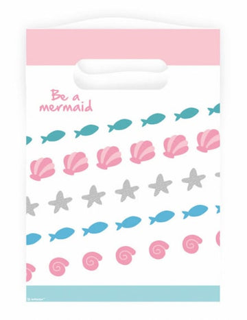 Sacs cadeau sirène pour enfant rose et bleu à motifs marins