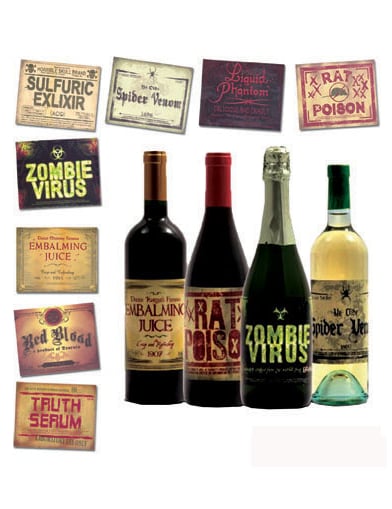 8 Stickers pour bouteille Halloween pour décoration multicolores