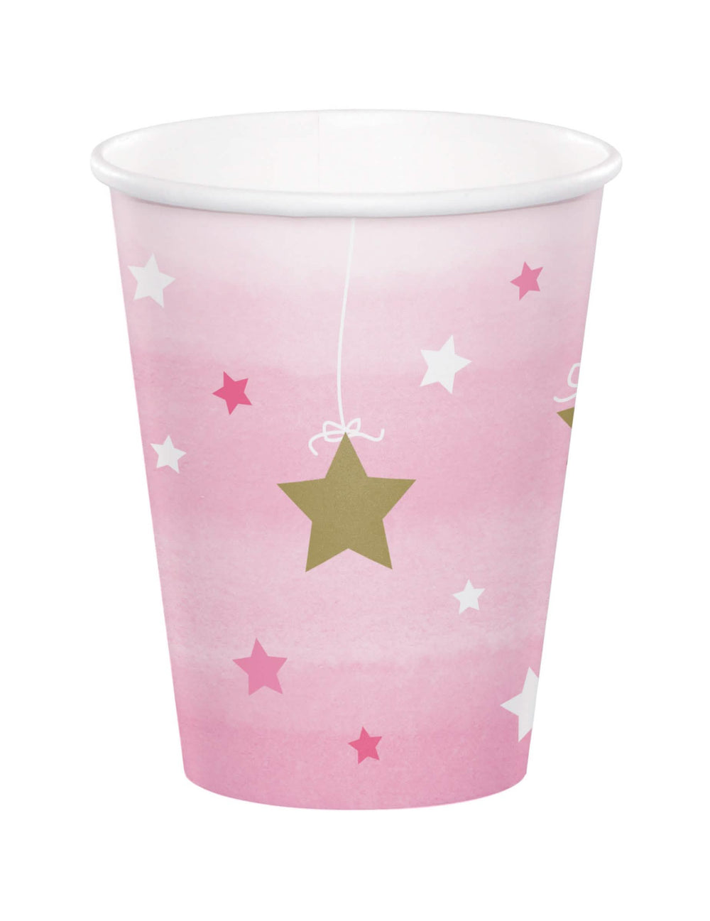 One Little Star papírpoharak gyerek rózsaszín arany csillagokkal