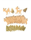 Confettis petit faon et sapins pour fête dorés et pailletés