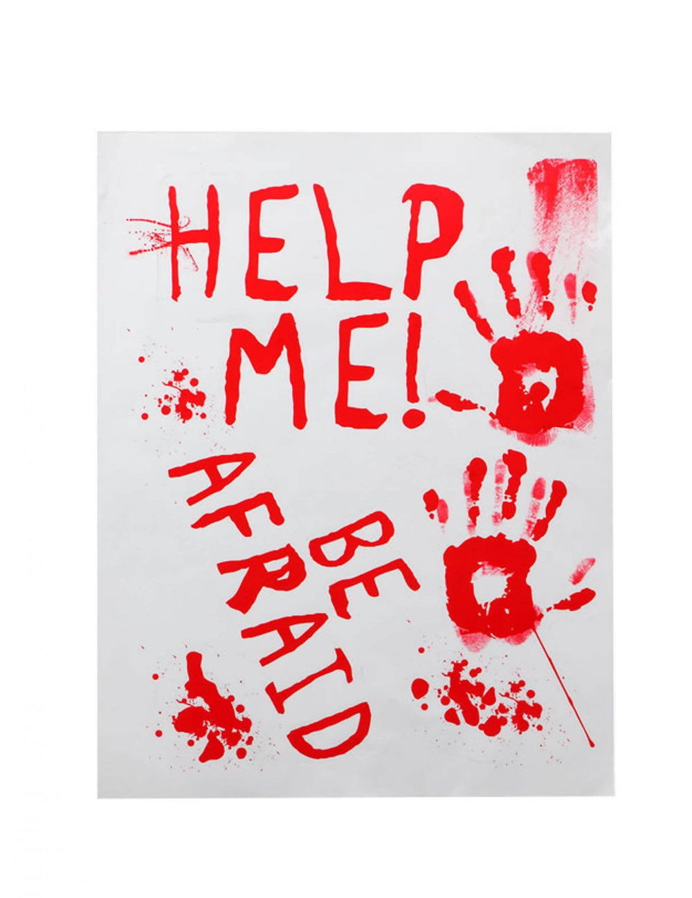 Véres plakát help me halloween fehér és piros kéznyomokkal