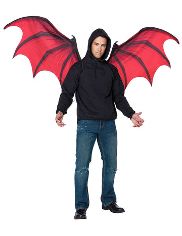 Óriás felnőtt vörös és fekete démon szárnyak