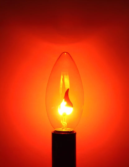 Détail du filament allumé de l'ampoule effet flamme