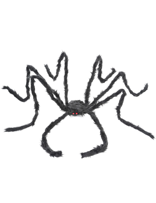 Araignée géante pour Halloween noire et velue aux yeux rouges