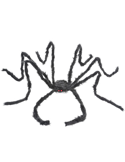 Araignée géante pour Halloween noire et velue aux yeux rouges