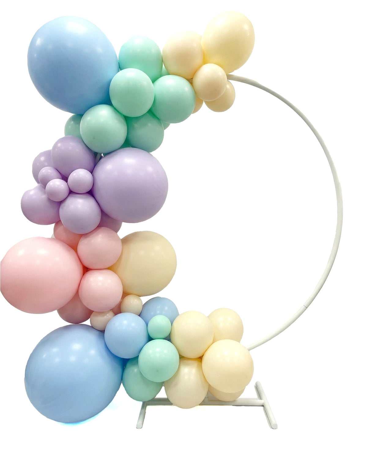 Support arche ronde en métal pour ballons de fête blanc