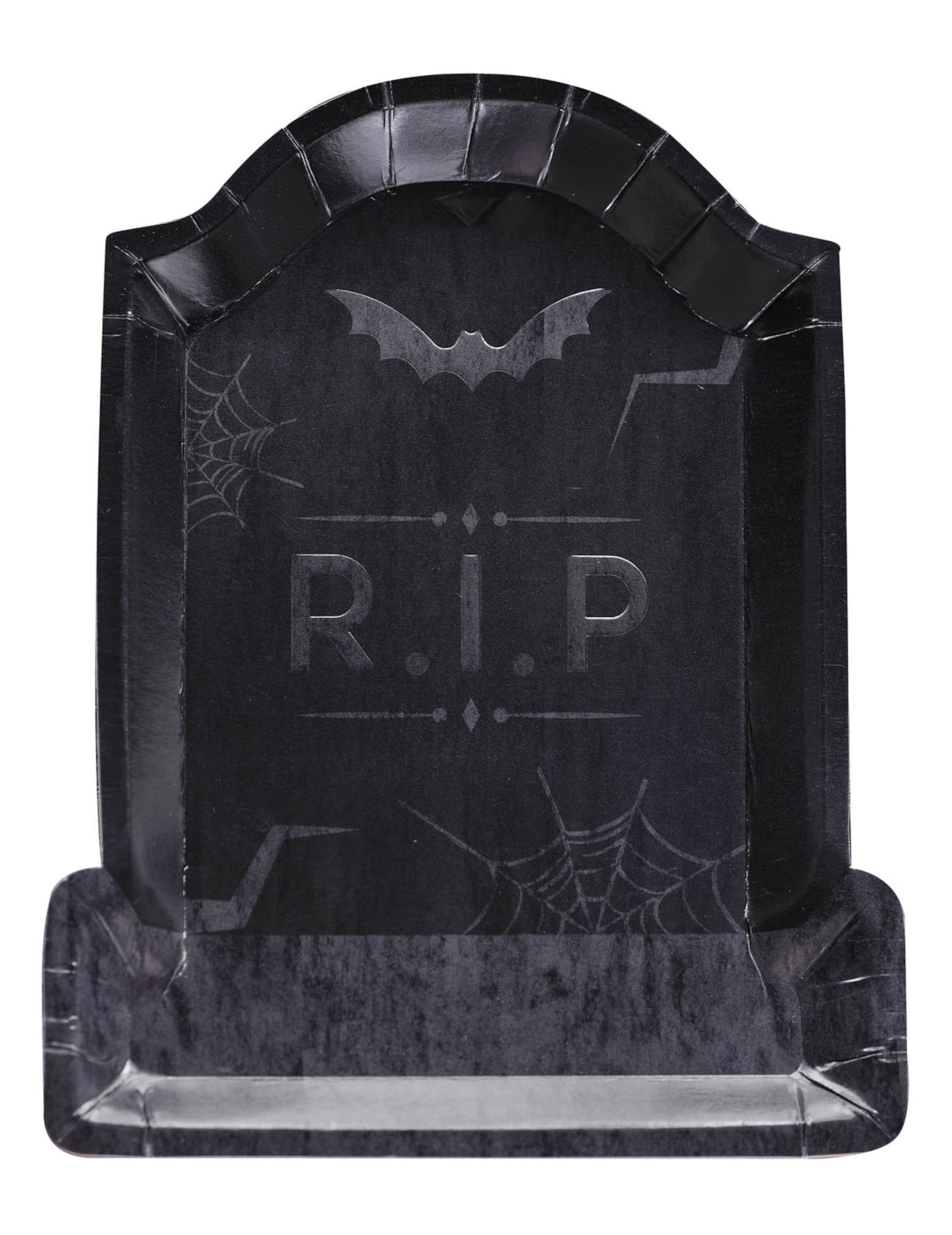 8 db sírkő mintás kartontányér, Nyugodj békében Halloweenkor