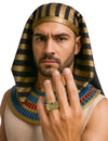 Bague égyptienne pour homme dorée avec gravure œil d'Horus