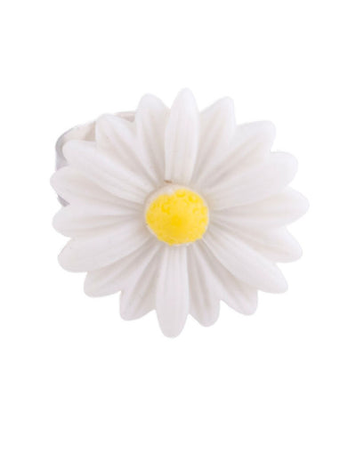 Bague marguerite pour adulte blanche et jaune