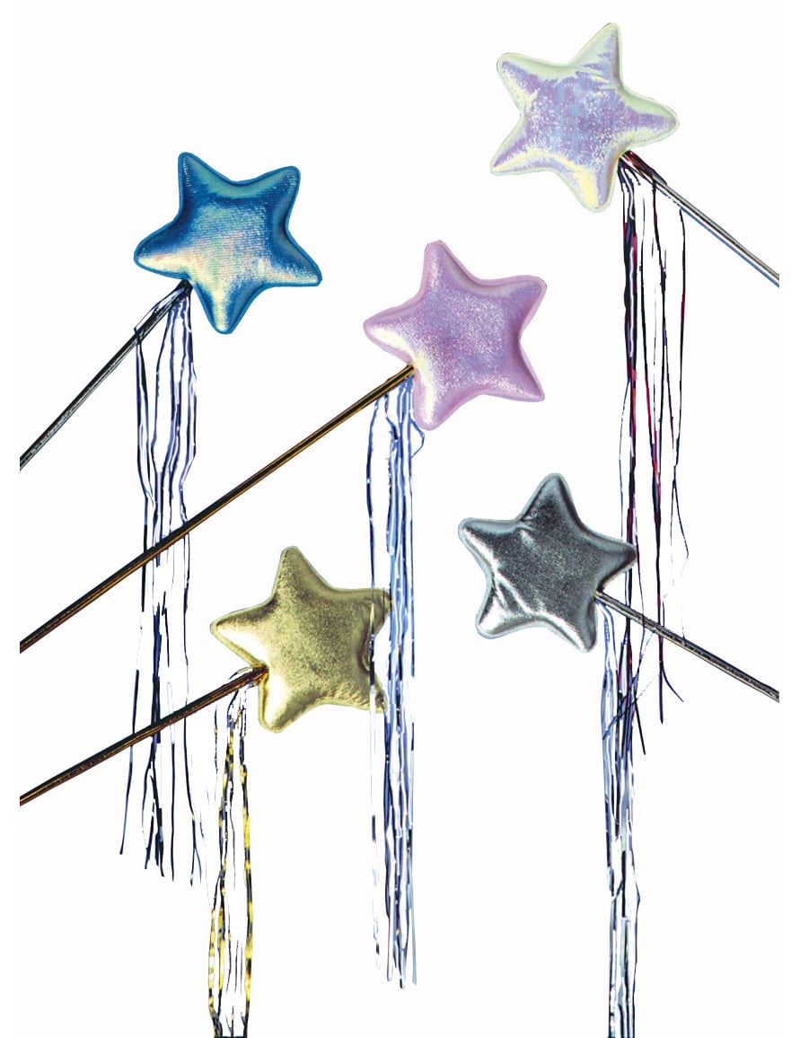 Baguette de fée pour enfant multicolore avec étoile et rubans brillants