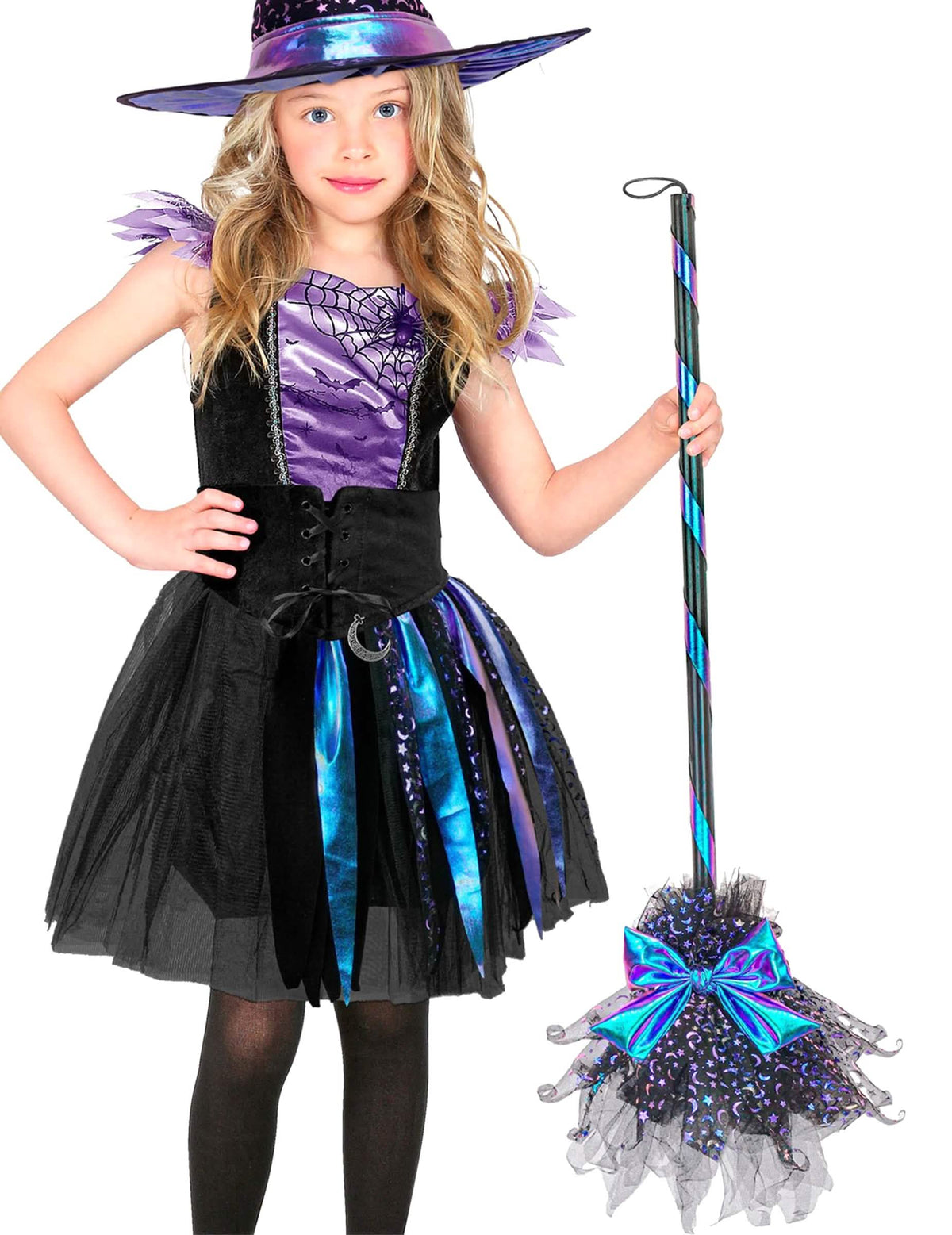 Boszorkányseprű kék masnival 85 cm