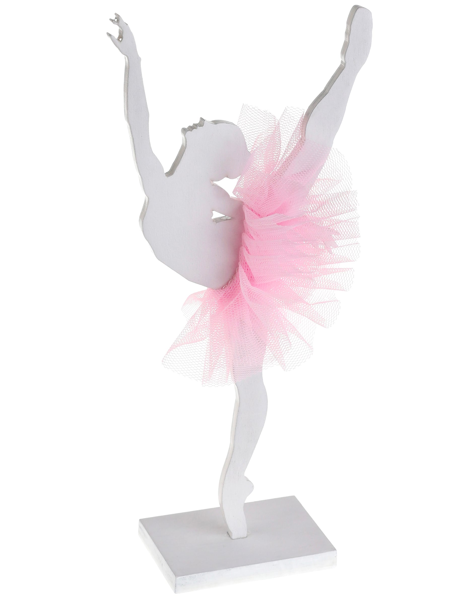 Ballerine en bois pour décoration blanche avec tutu rose