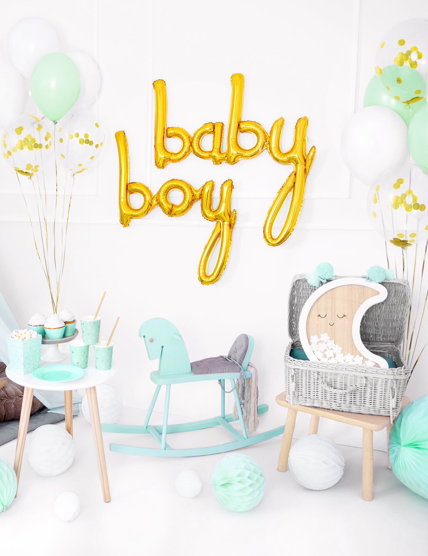 Ballon aluminium baby boy pour baby shower doré