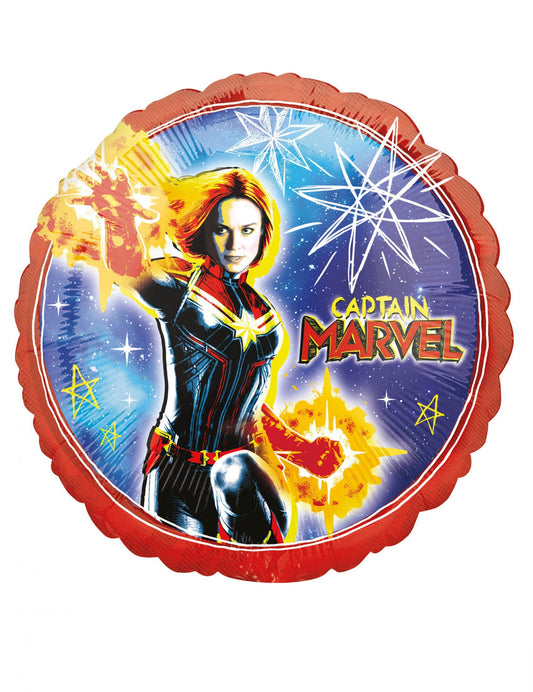 Ballon aluminium Captain Marvel rouge bleu et jaune