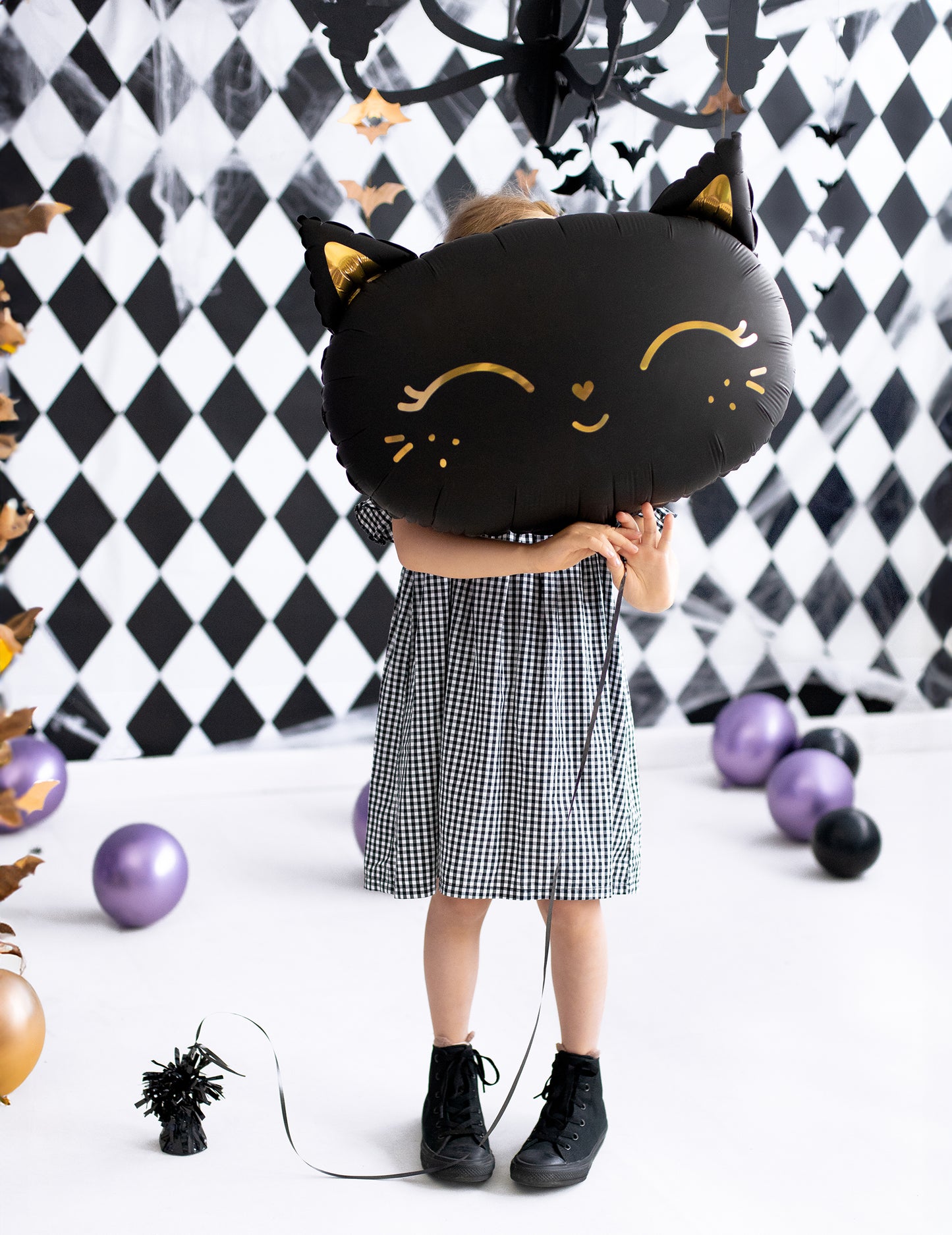 Fekete macska alumínium lufi 48 x 36 cm Halloweenre