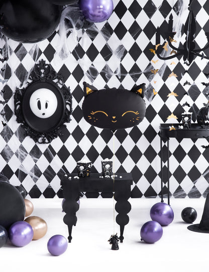 Fekete macska alumínium lufi 48 x 36 cm Halloweenre